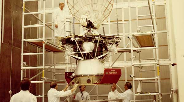 Satellite during test phase in manufacturer's test facility