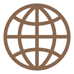 Copper colored icon representing the globe