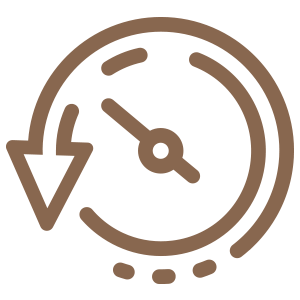 Copper colored icon representing low latency