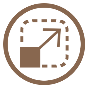 Copper colored icon representing scalability
