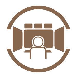 Copper colored icon representing command center