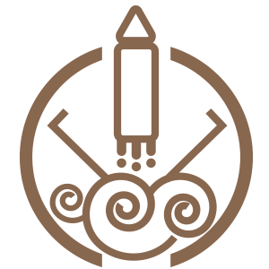 Copper colored icon representing launch services