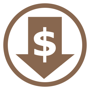 Copper colored icon representing low cost