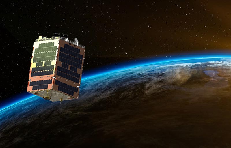 Artist rendering of Telesat LEO Phase 1 satellite above Earth