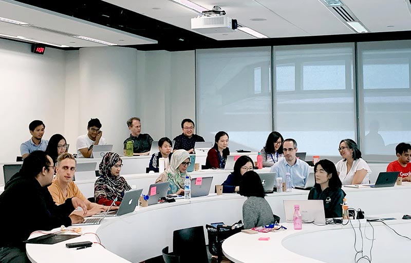 Group of students in class training