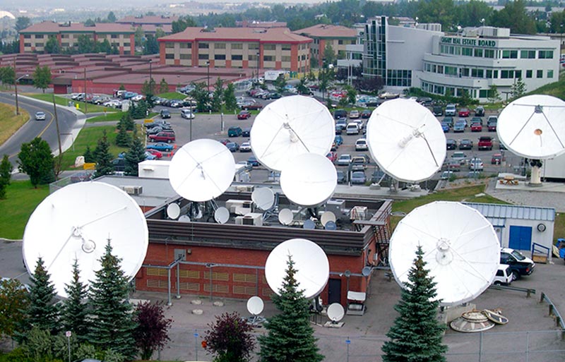 Exterior image of antenna farm at Calgary teleport