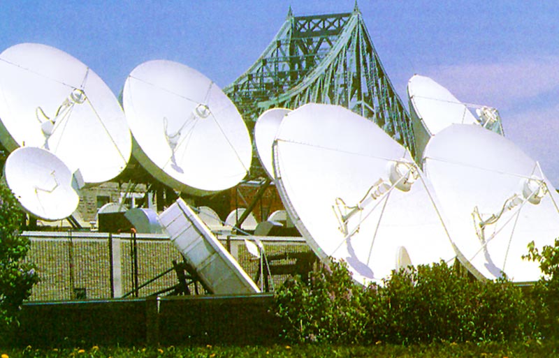 Exterior image of antenna farm at Montreal, Quebec teleport