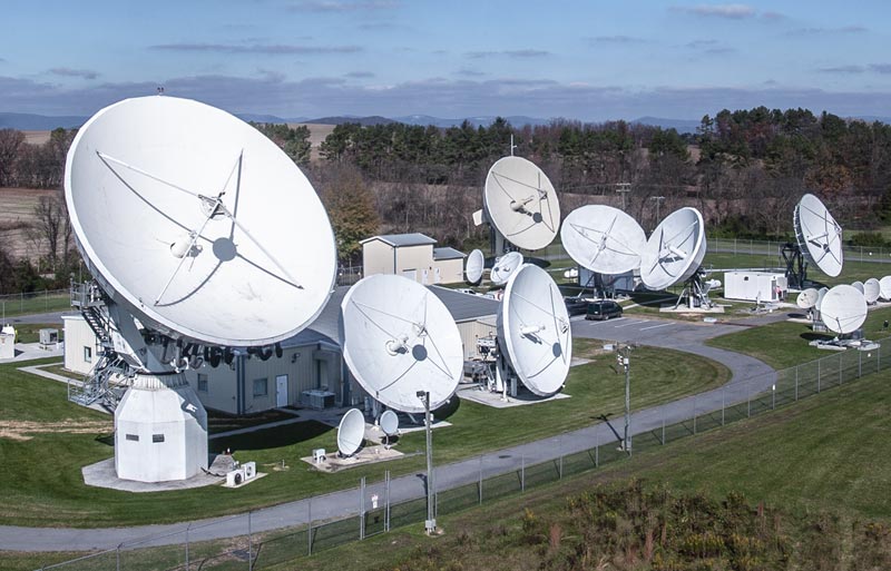 Exterior image of antenna farm at Mt. Jackson teleport