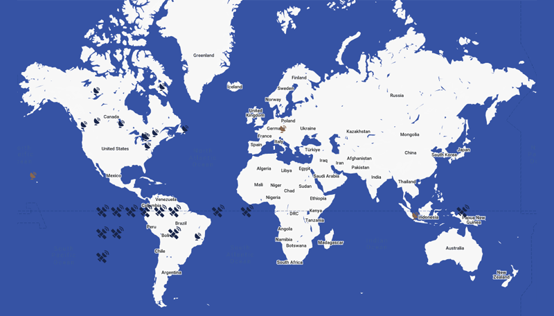 Telesat satellite fleet map