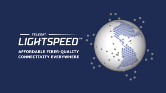 Lightspeed logo with Earth and satellites