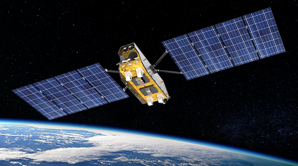 MDA artist rendering of Telesat Lightspeed satellite over Earth in space