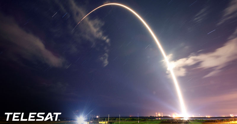 Magnificent smoke arc in sky from a SpaceX rocket launch