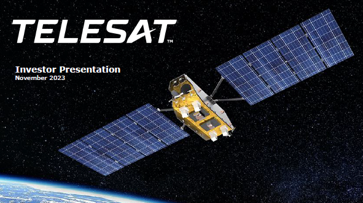 Telesat Lightspeed artist rendering with Telesat logo and Investor Relations Presentation