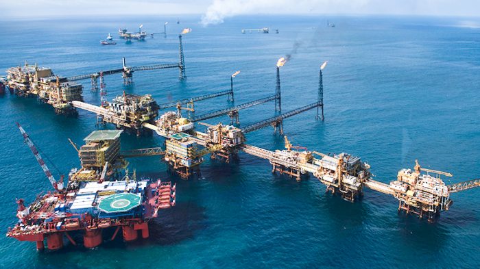 oil & gas rig at sea